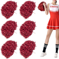 1 x RAW Customer Returns Niuhong 6 PCS Cheer Leader Poms Pom Bright Metallic Cheers Ball Squad Cheer Sport Colors Pompons Poms Hand Flower Bands Spirit Cheering Pom Colors Accessories Cheerleading Sports Games Team Red  - RRP €13.16