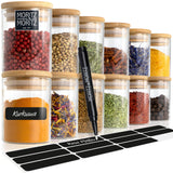 1 x RAW Customer Returns Moritz Moritz 12 spice jars set, 125 ml each - glass spice jars including blackboard stickers and chalk pen - airtight spice jars with bamboo lids for spices, herbs and tea - RRP €25.2