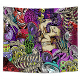 4 x Brand New Roninkier Mushroom Fabric Wall Tapestry - Skull Wall Tapestry Psychedelic Wall Hanging and Black Light Hippie Pattern Wall Carpet UV Reactive Tapestry for Halloween Christmas Decoration,150X130cm - RRP €99.96