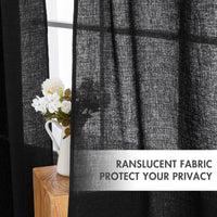 1 x Brand New MIULEE Curtain Set of 2 Voile Curtains Sheer Linen Curtain Decorative Curtain with Eyelets Transparent Gradient Eyelet Curtain for Living Room Bedroom Children s Room 140 x 215 cm W x H Black - RRP €33.26