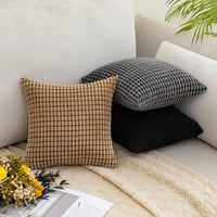 1 x RAW Customer Returns MIULEE Set of 2 cushion covers, corduroy velvet, decorative cushion, sofa cushion, decorative couch cushion, cushion cover, soft for living room, bedroom, 12 x 12 inches, 30 x 30 cm, dark grey - RRP €14.11