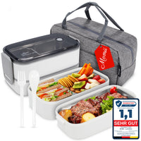 1 x RAW Customer Returns Premium lunch box for adults and children including carrying bag and cutlery, stainless steel bento box with compartments, lunch box, kindergarten lunch, snack box, lunch boxes, banana box white  - RRP €34.99