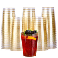 1 x RAW Customer Returns MATANA 50 hard plastic party cups with gold glitter 285ml 10oz - plastic cups, gold cups, drinking cups, plastic cups for birthdays, weddings and parties - stable and reusable - RRP €18.99