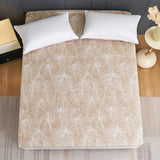 2 x RAW Customer Returns Fitted sheet 120x200 cm - Tropical leaf pattern - Fitted sheet up to 30 cm mattress height - Bed sheet soft polyester microfiber beige - RRP €32.26