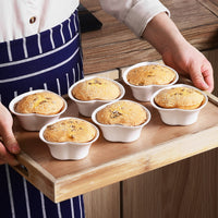 1 x RAW Customer Returns MALACASA, Ramekin.Dish series, 6-piece porcelain white dessert bowls, small serving bowls, for sauce, dipping, souffle, pudding, oven safe - heart shape 4 10cm 100ml - RRP €23.99