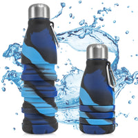 1 x RAW Customer Returns Perfekto24 Foldable Drinking Bottle - BPA-free, Leak-proof - High-quality silicone - Ideal festival accessory and practical outdoor companion with carabiner dark blue  - RRP €17.11