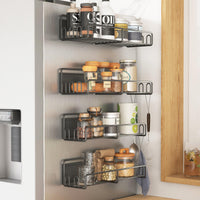 2 x RAW Customer Returns COVAODQ Metal Spice Rack, Pack of 4 Fridge Magnet Spice Rack, Fridge Organizer Magnetic, Space Saving Solution for Kitchen, Black - RRP €57.98