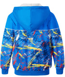 1 x RAW Customer Returns LLdress fleece jacket boys hoodie with zipper children s hoodie warm hooded jacket casual winter ourdoor sweat jacket with fleece lining hooded jackets for boys M-geometry  - RRP €41.14