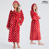 1 x RAW Customer Returns CityComfort Women s Winter Robe with Hood, Fleece House Robes Red White, L  - RRP €26.98