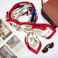 1 x RAW Customer Returns Elegant women s silk scarf 90 x 90 cm silk scarf women s elegant satin silk scarf women s silk scarf bandana women s scarf bandana women s scarf bandana neck handkerchief, Red Blue - RRP €24.0