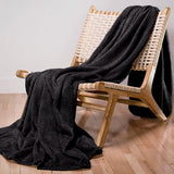 1 x RAW Customer Returns Dreamzie - Cuddly blanket 220x240 cm - Fluffy fleece blanket microfiber 100 polyester 260gsm - Blanket sofa with herringbone pattern and soft feel - Black - RRP €26.99