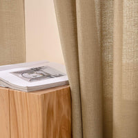 1 x RAW Customer Returns MIULEE Set of 2 Voile Curtains Sheer Linen Curtain with Eyelets Transparent Irregular Texture Curtain Eyelet Curtain Window Curtain Translucent for Bedroom 245 x 140cm H x W Golden Brown - RRP €37.3