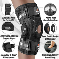 1 x RAW Customer Returns NEENCA Knee Brace for Knee Pain, Adjustable Knee Support with Hinged and Removable Side Stabilizers, Strong Stability to Relieve Joint Pain, Arthritis - RRP €50.41