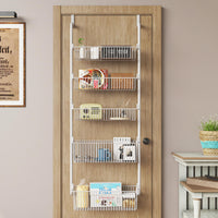 1 x RAW Customer Returns COVAODQ door shelf, shelf door, metal shelf door shelf, 5-tier hanging organizer on the door 2 large and 3 small white  - RRP €36.29