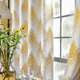 5 x RAW Customer Returns FMFUNCTEX White Gold Foil Pine Forest Opaque Curtains Eyelet Curtain Cold Protection Blackout Curtains Thermal Insulated Curtains for Living Room Bedroom 132 x 245 cm Set of 2 - RRP €169.95