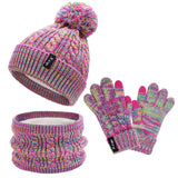 2 x RAW Customer Returns ZASFOU Children s Hat Loop Scarf Touchscreen Gloves Set 3-6-12 Years Thermal Winter Hat Tube Scarf Mittens Toddlers Knitted Pom Hats Gift for Girls Boys - RRP €49.7