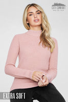 1 x Brand New CityComfort women s sweater with stand-up collar, knitted women s sweater XS, pink  - RRP €16.85