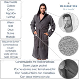 1 x RAW Customer Returns Morgenstern bathrobe men XXL with hood terry cloth grey soft dressing gown sauna bathrobe bathrobe men calf-length long sleeve size XXL - RRP €50.36