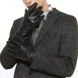 1 x RAW Customer Returns ZLUXURQ Men s Soft Black Lambskin Touchscreen Driving Gloves with Cashmere Lining - RRP €25.03