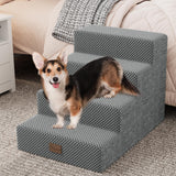 1 x RAW Customer Returns YITAHOME Dog Stairs for Bed and Sofa, 4-Step Pet Stairs, Dog Stairs with Washable Cover, Gray - RRP €49.99