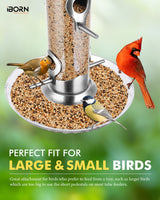 1 x RAW Customer Returns iBorn bird feeder, feeding station for cardinal with 6 landing spots, 20cm feeding plate, bird feeder made of aluminum metal for hanging, wild bird feeding column, feeding silo, nickel height 38cm - RRP €25.99