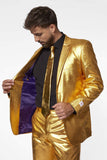 1 x RAW Customer Returns OppoSuits Men s Gold Party Suit - New Year s Eve and Christmas Party Costume - Golden Metallic - Includes Matching Jacket, Trousers and Tie - RRP €80.62