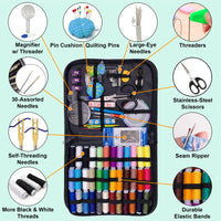 1 x RAW Customer Returns Sewing kit, 200 premium sewing accessories with black case, 41 XL thread spools mini sewing kits for DIY, beginners, emergencies, children, travel and home, with scissors, thimble, thread, needle 96  - RRP €19.22