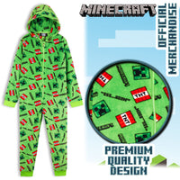 1 x RAW Customer Returns Minecraft onesie, children s jumpsuit, boys pajamas, full body suit, children s sleepsuit, warm fleece overall, leisure suit... - RRP €18.98