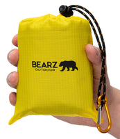 1 x RAW Customer Returns BEARZ Outdoor Blanket, Travel Blanket, Compact Picnic Blanket Waterproof - Ultralight Camping Seat Pad Outdoor, Beach Blanket Sand-Free, Small Camping Blanket - Festival, Camping and Hiking Accessories Yellow  - RRP €24.99