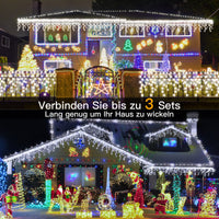 1 x RAW Customer Returns Ollny Ice Rain Fairy Lights Outdoor 10 m, 396 LED Fairy Lights Outdoor Power with Remote Control, Waterproof Outdoor Christmas Lights with Timer 8 Modes for Balcony Christmas House Carport Warm White  - RRP €26.62