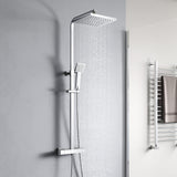 1 x RAW Customer Returns Shower system, shower fitting with thermostat, YOOZENA shower set shower fitting, overhead shower, shower head with hose and holder, rain shower with fitting , Chrome - RRP €119.95