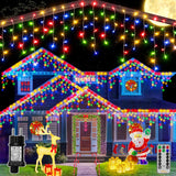 1 x RAW Customer Returns Ollny icy rain fairy lights outdoor 12m 486 LEDs Christmas lights outdoor colorful 81 strings IP44 waterproof 8 modes with remote control timer EU plug for gazebo balcony - RRP €10.07