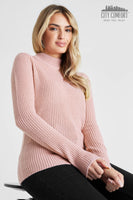 1 x Brand New CityComfort women s sweater with stand-up collar, knitted women s sweater XS, pink  - RRP €16.85