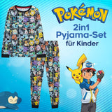 1 x RAW Customer Returns Pokemon Pajamas Set, Cotton Pajamas, Pikachu, Snorlax, More, Clothing Boys Girls, Gifts, Black All-Over Print, for 9 to 10 Year Olds - RRP €24.54