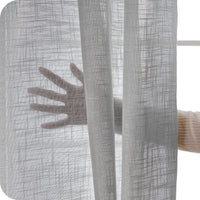 1 x RAW Customer Returns Topfinel 2 Pieces Linen Curtains with Eyelets Voile Curtain Semi-Transparent Curtains Living Room Modern Curtains Linen 140 x 245 cm W x H Gray - RRP €39.99