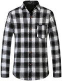 1 x Brand New SSLR Men s Flannel Shirt Long Sleeve Shirt Lumberjack Shirt Men s Long Sleeve Button Down Checkered Shirt Small, White Black Brown  - RRP €24.1