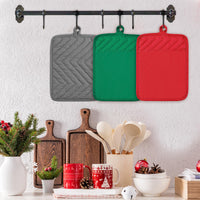 2 x RAW Customer Returns R HORSE Pot Holders with Pockets Cotton Hot Pads Heat Resistant Kitchen Pot Holders for Kitchen Trivet Mats Potholders with Pockets for Cooking and Baking Red 6 PCS Red Green Gray - RRP €45.44