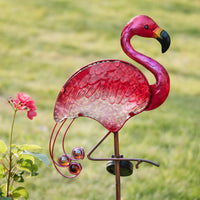 2 x RAW Customer Returns TERESA S COLLECTIONS Garden decoration for outdoors, flamingo garden figure solar light outdoors, 108cm solar garden light metal and glass waterproof path light with ground spike, gifts for women - RRP €75.98