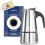 1 x RAW Customer Returns Esperanca espresso maker made of high-quality stainless steel, induction, suitable for all types of stoves, 2-4 cups of Italian espresso, coffee, mocha - espresso pot and mocha pot 200ml  - RRP €17.14