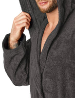 1 x RAW Customer Returns Ladeheid men s terry cloth bathrobe made of 100 cotton LA40-101 graphite D07 , XXL  - RRP €41.99