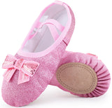 1 x RAW Customer Returns Mulnall Leather Dance Shoes Ballet and Gymnastics Dance Shoes for Girls, D Pink, 25 EU - RRP €58.8