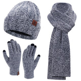 1 x RAW Customer Returns Bequemer Laden Women Winter Warm Knit Beanie Hat Touchscreen Gloves Long Scarf Set with Fleece Lined Skull Caps Neck Scarves - RRP €33.99