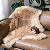 1 x RAW Customer Returns MIULEE Faux Fur Rug Fluffy Soft Warm Modern Floor Mat Sofa Mat Faux Fur Decorative Fur Irregular Bed Rug Wool Longhair Look Cozy 60x90 cm Camel - RRP €24.54