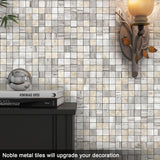 1 x RAW Customer Returns BeNice Self-adhesive tiles kitchen, tile stickers, bathroom stickers, tiles wall plate made of metal, self-adhesive mosaic square grey, 10 pieces  - RRP €52.19