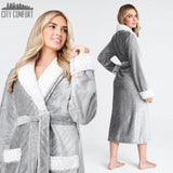 1 x RAW Customer Returns CityComfort Women s Winter Robe, Women s Fleece Lined House Robe Dark Grey White, M  - RRP €31.99