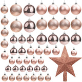 1 x RAW Customer Returns Belle Vous Rose Gold Christmas Tree Baubles 50pcs - Shiny Baubles Various Sizes with Star Tip - Christmas Decorations for Hanging Indoor Outdoor - RRP €26.9