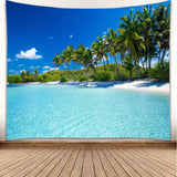 1 x RAW Customer Returns YISURE Extra Large Ocean Beach Tapestry 274 x 203 cm, Blue Sky Transparent Water Pool Ocean Wall Tapestry 274 x 203 cm - RRP €24.05