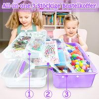 1 x RAW Customer Returns LINAYE 3000 Pcs Craft Set for Children Craft Box Craft Material Set, Craft Case Include Pompoms, Pipe Cleaners, Scrapbooking Crafts Children Age 4 to 10 Gift for Boy Girl Craft Supplies Purple - RRP €26.99