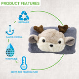 1 x RAW Customer Returns OXYN Reindeer Electric Hot Water Bag Plush Pocket 2in1 Soft Rechargeable Relief for Warming Feet Hands Body Thermal Cushion Reduce Menstrual Back Muscle Pain Belly Grey  - RRP €21.62