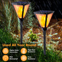 1 x RAW Customer Returns Qedertek 2 Pack Solar Lamps for Outdoor Large - 94 LED Solar Lights for Outdoor Garden with Realistic Flame Effect IP65 Waterproof Garden Torches Solar for Gardens Path Backyards Lawn Balcony Decoration - RRP €49.99